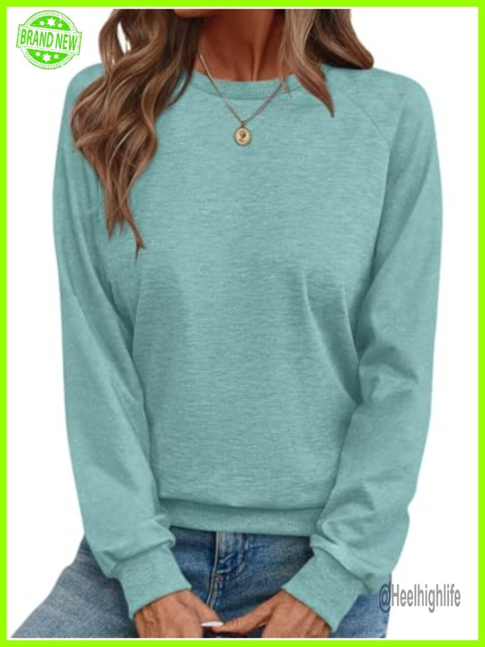 Women's Crewneck Sweatshirt Lightweight Raglan Sleeve Tunic Top